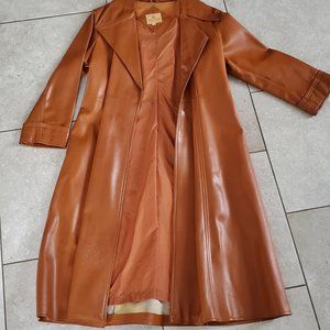 vintage leather trench coat, super cool, super clean
